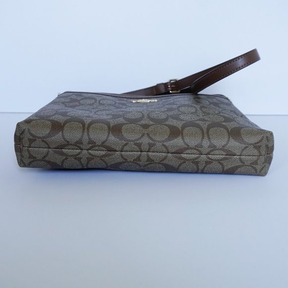 Coach Medium File Xbody Bag Khaki Signature Brown - Picture 5 of 12